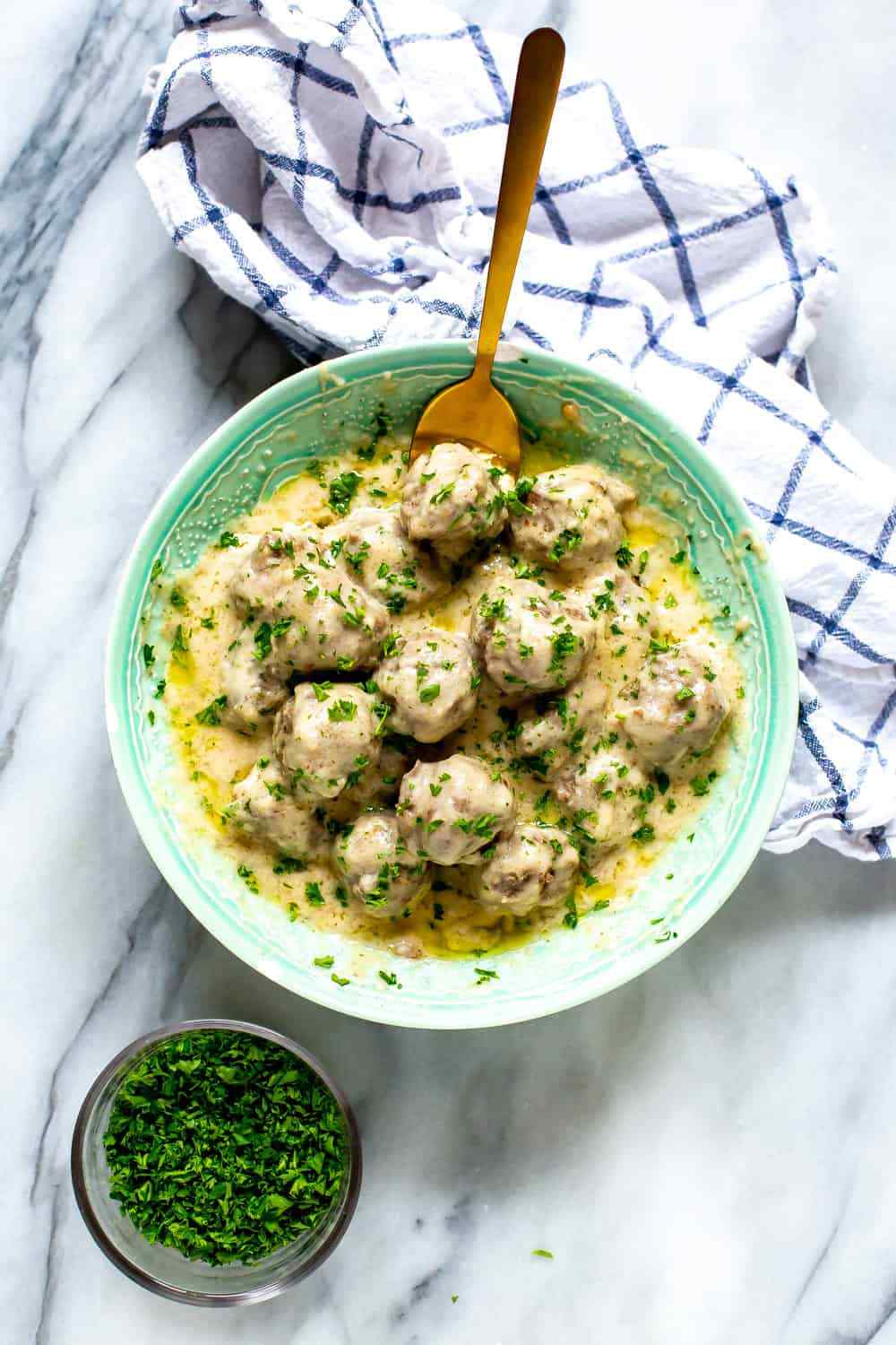 Instant Pot pressure cooker filled with tender Swedish meatballs in rich, glossy brown gravy