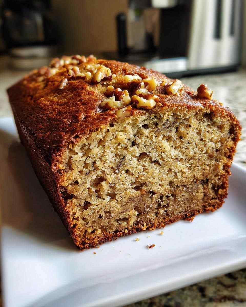Golden‑brown classic banana bread with a fluffy crumb and rich banana fragrance