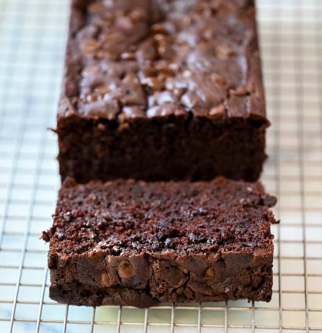 Silky double‑chocolate banana bread with a crisp top and moist, banana‑laden crumb