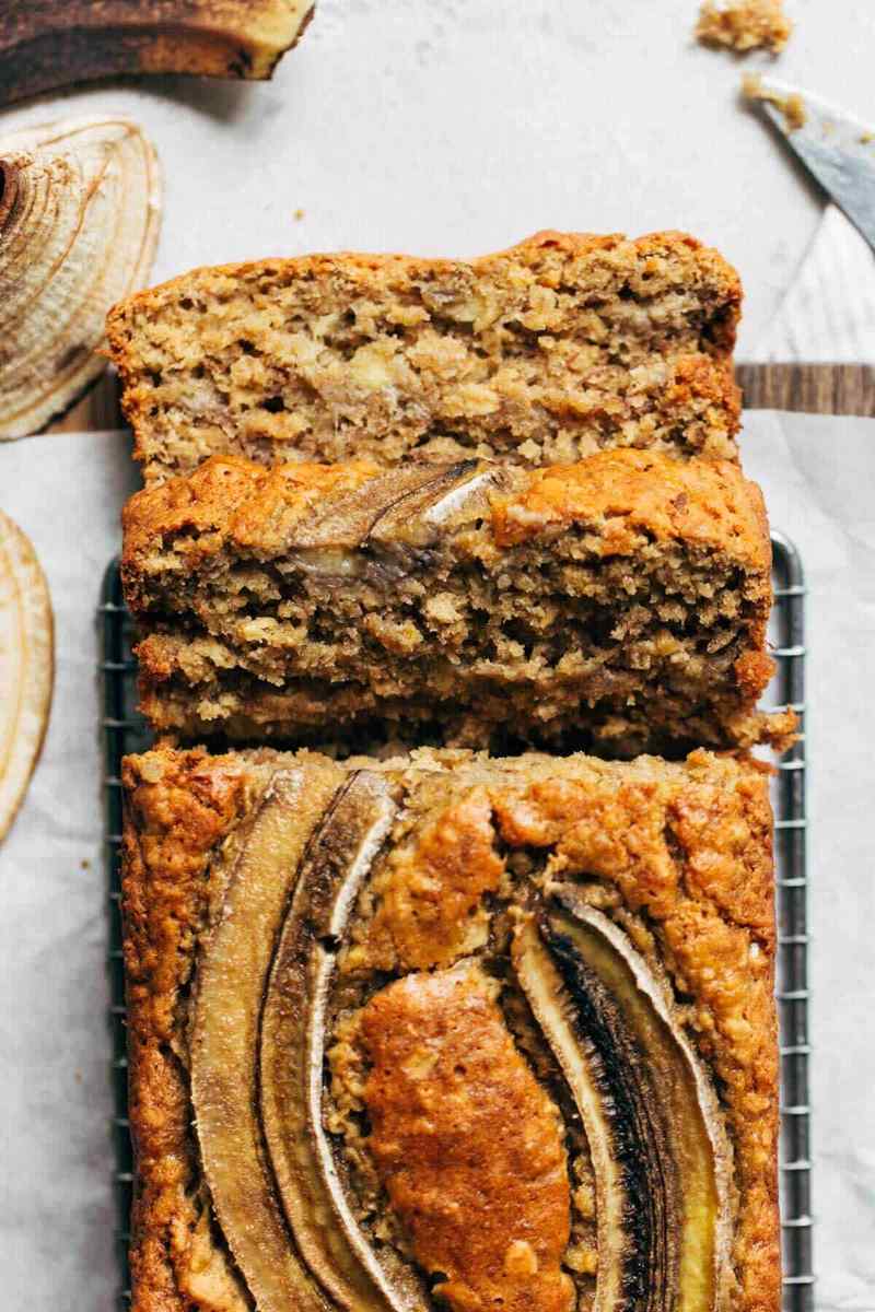 Gluten-free banana bread with a golden crust, tender crumb, and sweet banana flavor