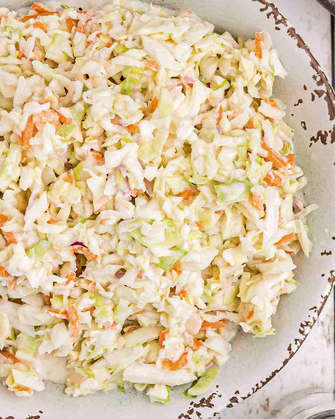 Light KFC copycat coleslaw, crisp cabbage, yogurt‑based dressing, subtle sweet tang