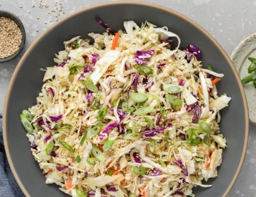 Zesty Asian slaw with crunchy cabbage, ginger‑sesame glaze, and vibrant lime zest