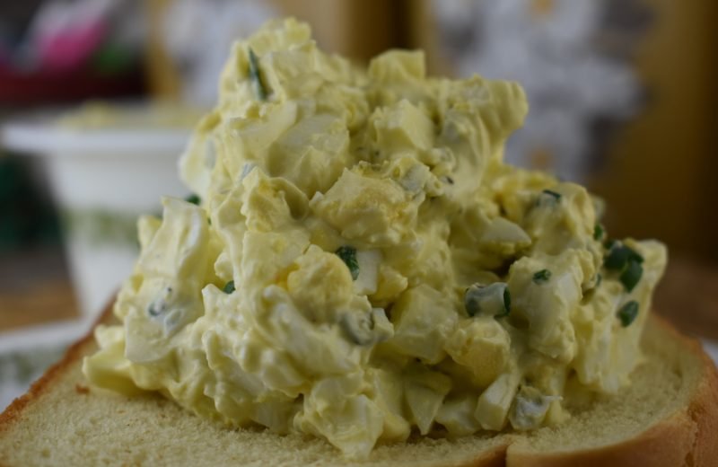 Classic creamy egg salad with chopped hard-boiled eggs, silky mayo, fresh dill, and crisp lettuce
