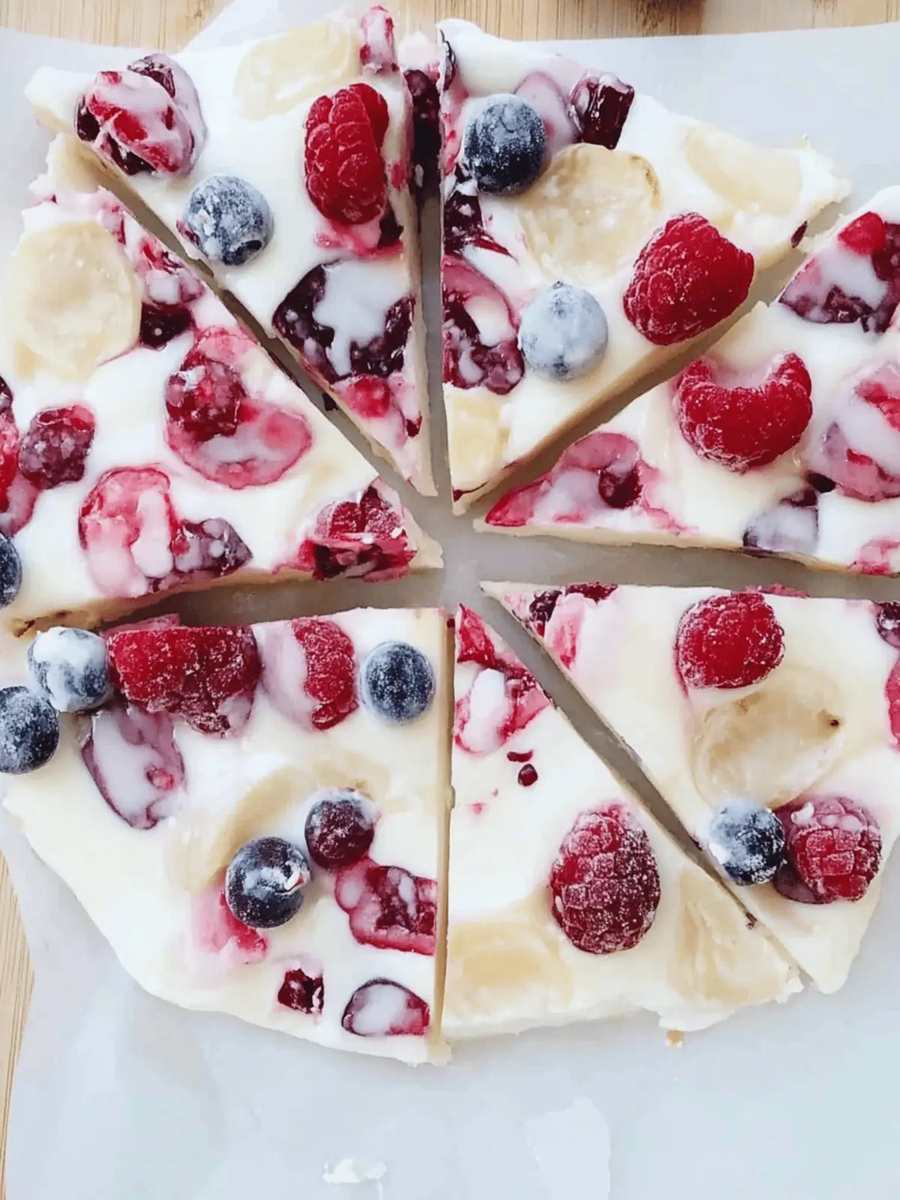 Sugar cookie fruit pizza with cream cheese frosting, fresh cherries, sliced almonds, and kiwi