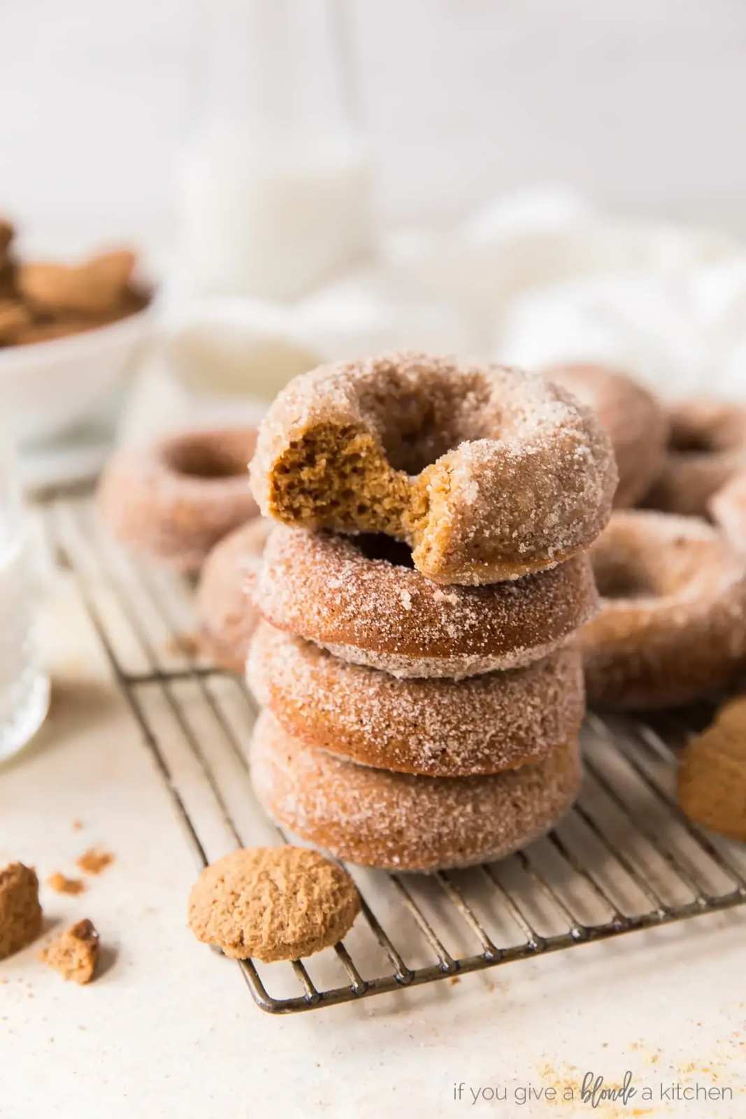 Golden baked gingerbread donuts with a glossy glaze.