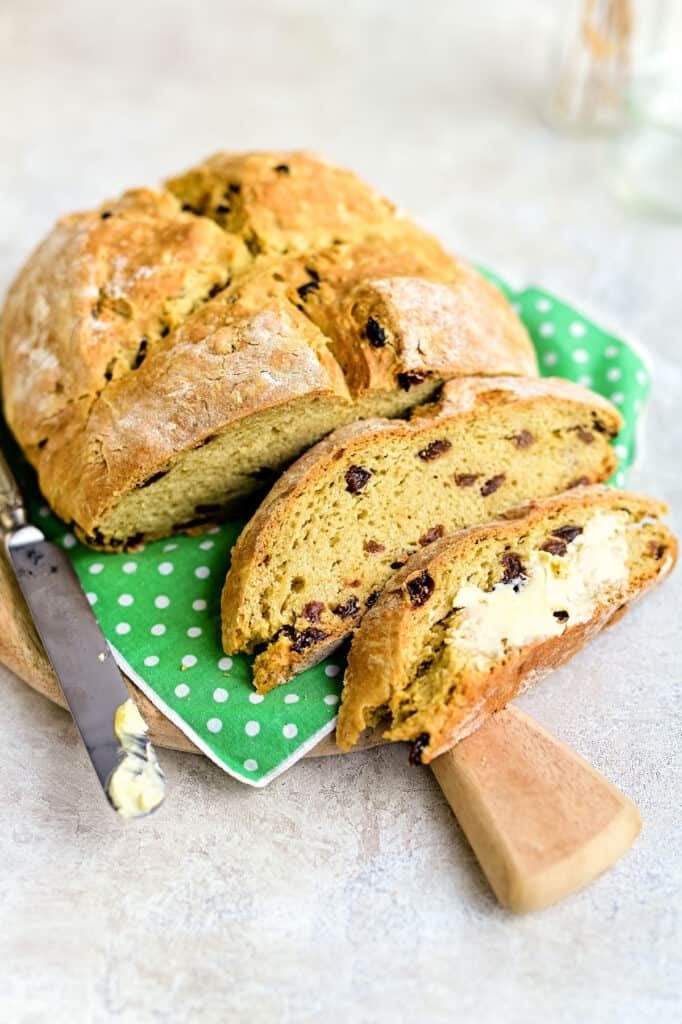 Heritage grain Irish soda bread loaf with golden crust and nutty crumb