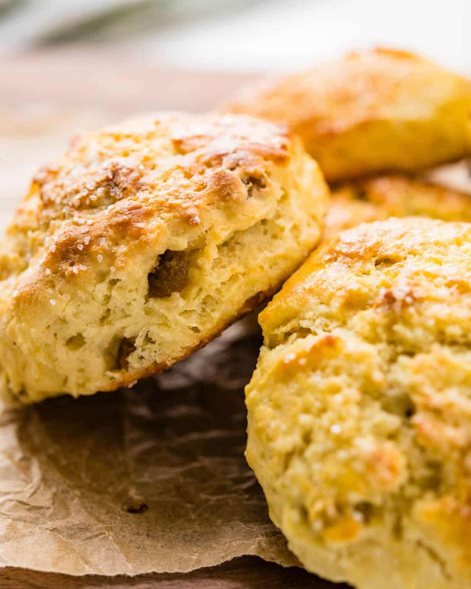 Light, buttery Irish soda scones with a golden, flaky top