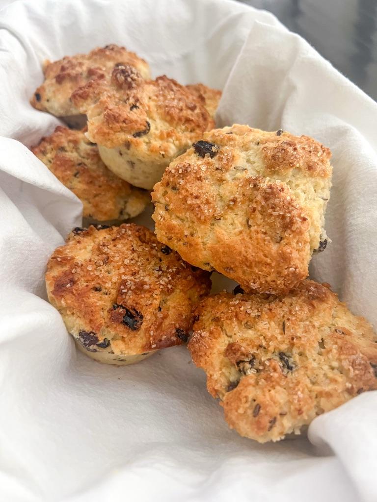 Soft Irish soda bread muffins with a golden dome and tender crumb