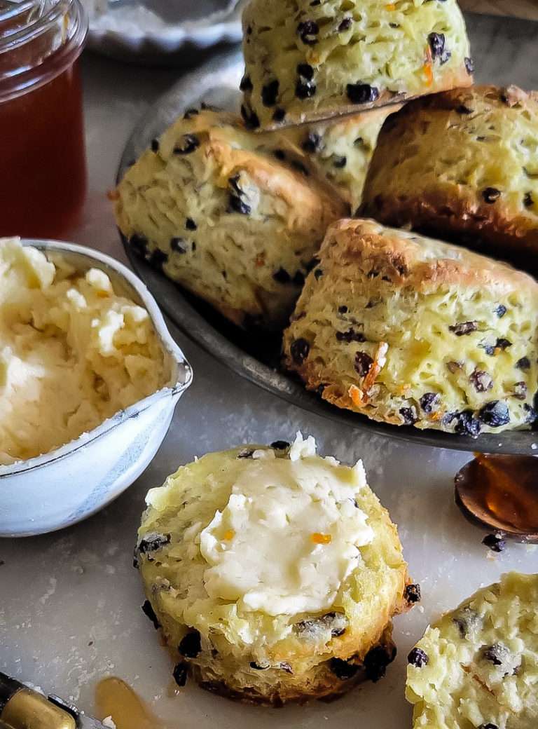 Golden Irish soda scones dusted with flour, buttery and tender