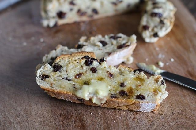 Freshly baked homemade Irish soda bread with golden crust and fluffy interior