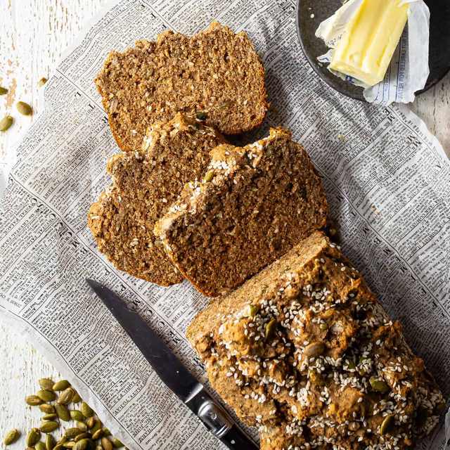 Rustic Irish brown soda bread loaf with dense, nutty crumb