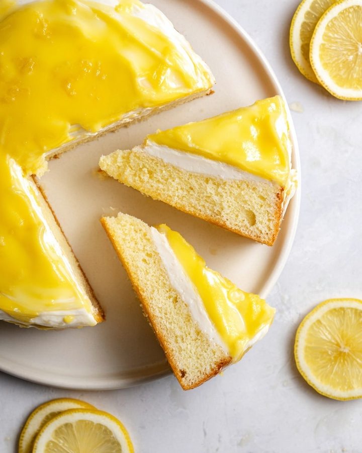 Mason jars filled with bright yellow lemon curd, sealed with twine and a lemon slice garnish