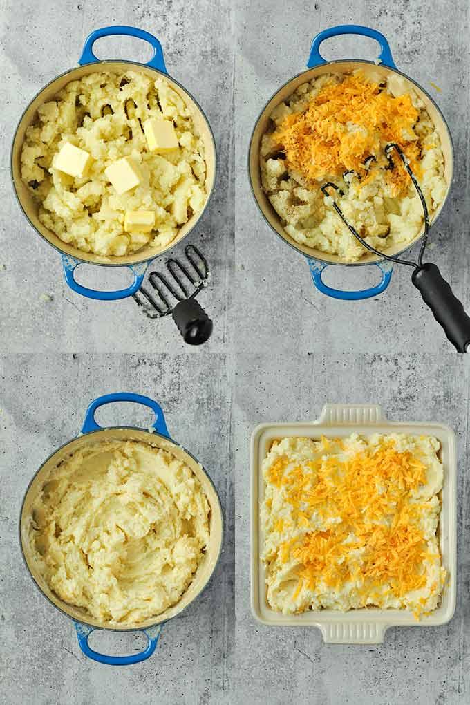 Whipped potatoes infused with fragrant rosemary garlic butter and garnished with fresh herb sprigs