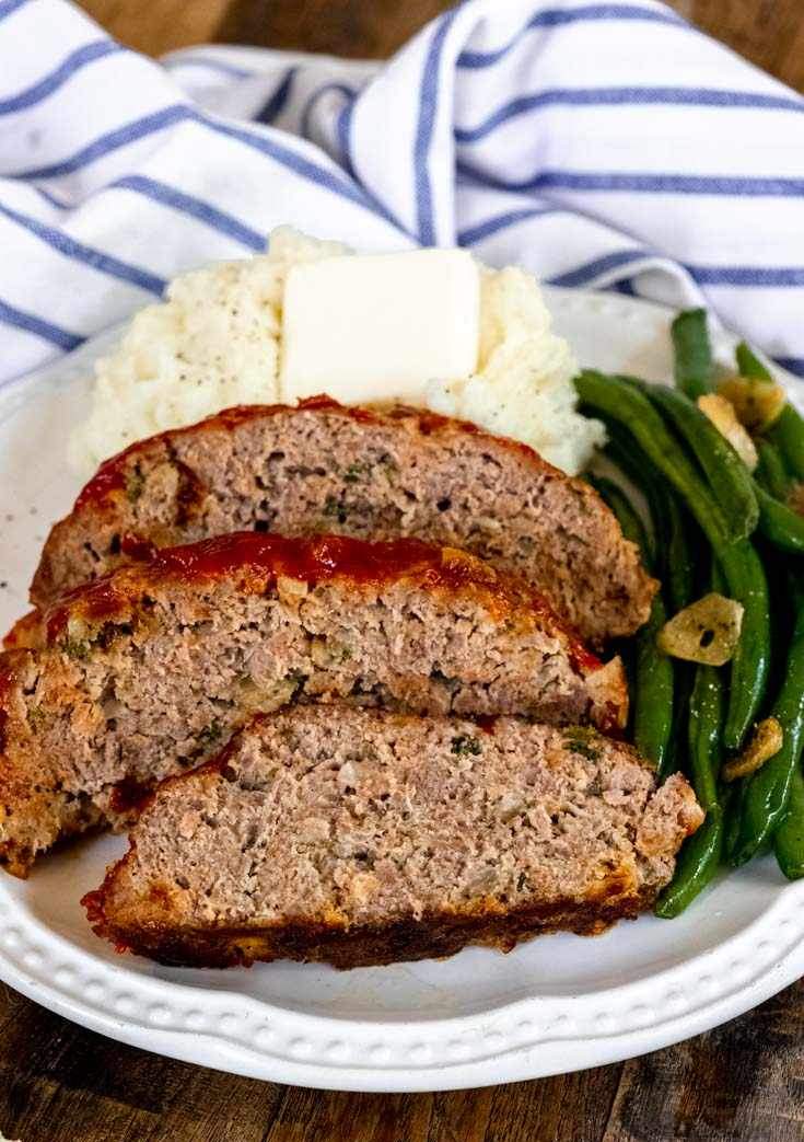 Classic beef meatloaf glazed with rich barbecue sauce, golden crust, and tender, juicy interior