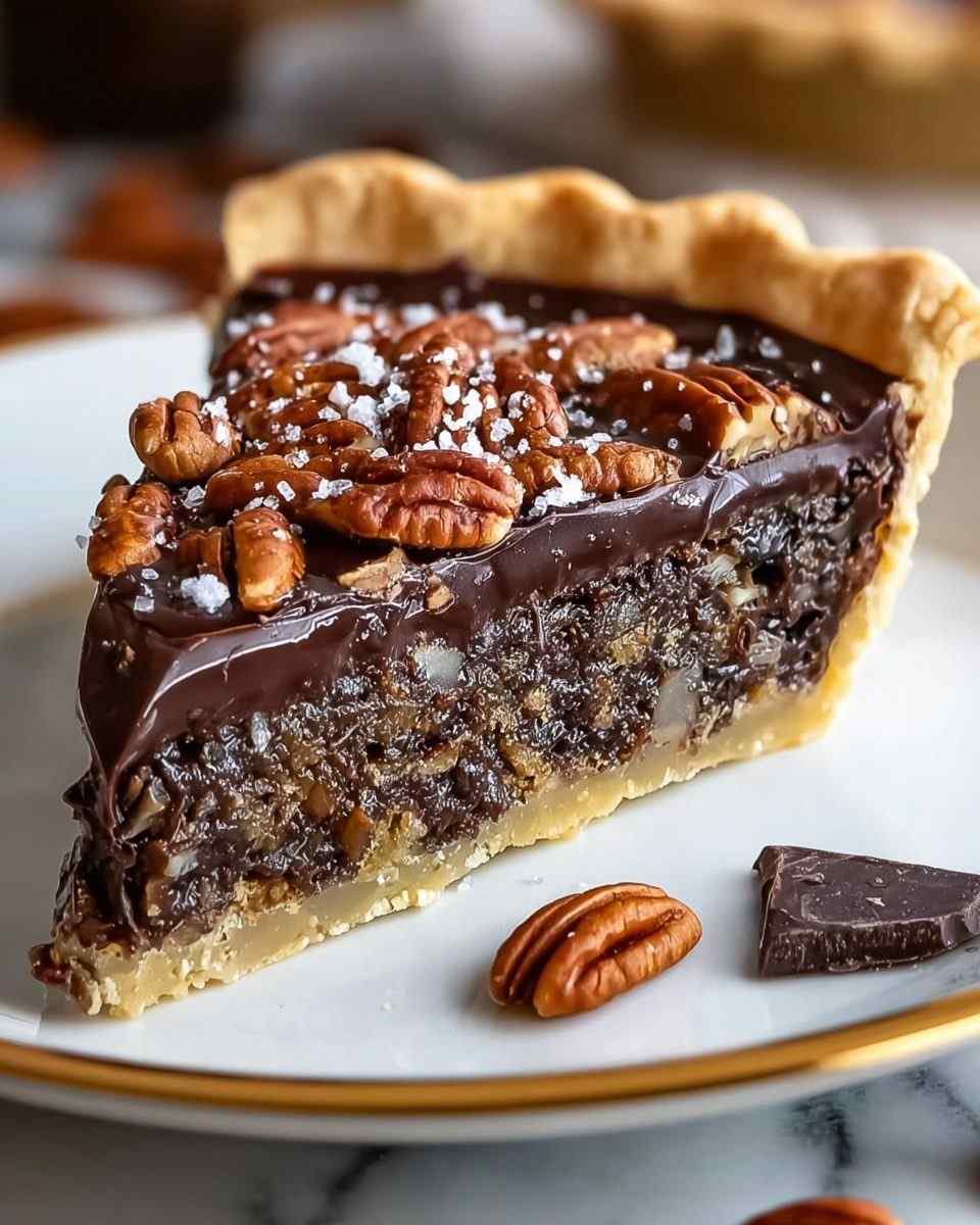 Golden classic pecan pie slice showcasing bubbly caramelized cane sugar custard