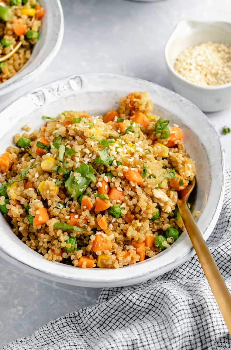Smoky chipotle quinoa fried rice with roasted corn and cilantro