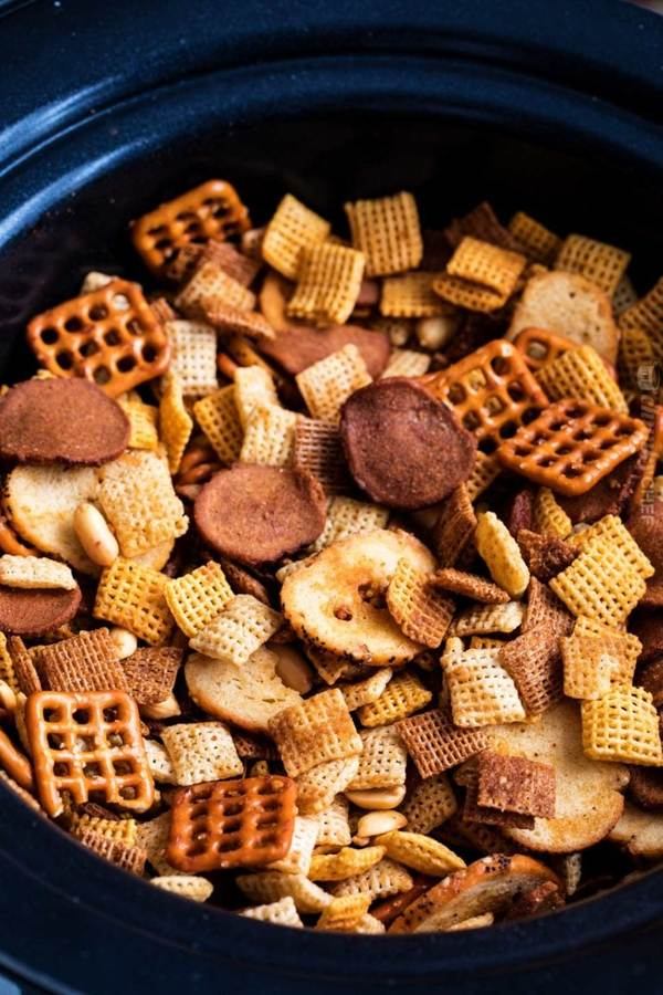 Zesty Chex mix with spicy chili, lime, pretzels, peanuts, and bold seasoning