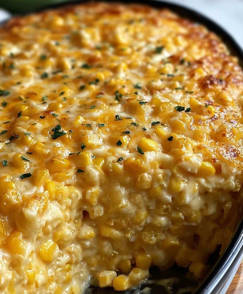 Cream cheese creamed corn, slow cooker side with creamy sauce, velvety corn delight