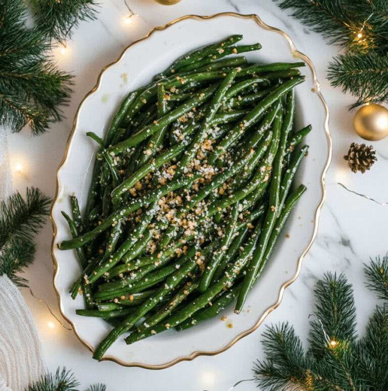 Vegetarian Christmas Dinner Garlic Parmesan Roasted Green Beans